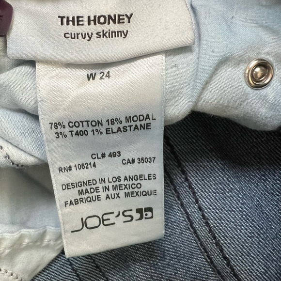 Joes Womens The Honey Curvy Skinny Jeans Blue Stretch Dark Wash Mid Rise Zip 24 - Picture 8 of 12